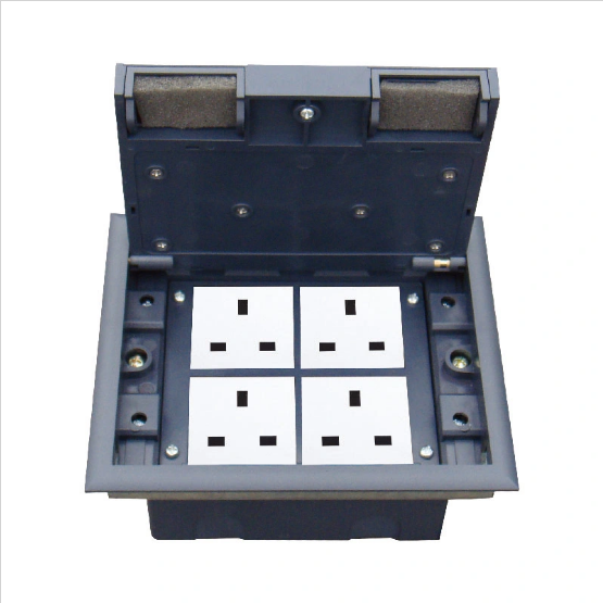 8 Module Capacity Socket Box Black Cover Plastic Floor Socket